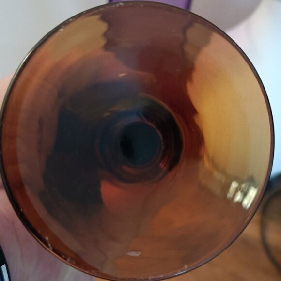 Vintage Art Glass Perfume Bottle Amber Large Glass Stopper - Picture 6 of 6